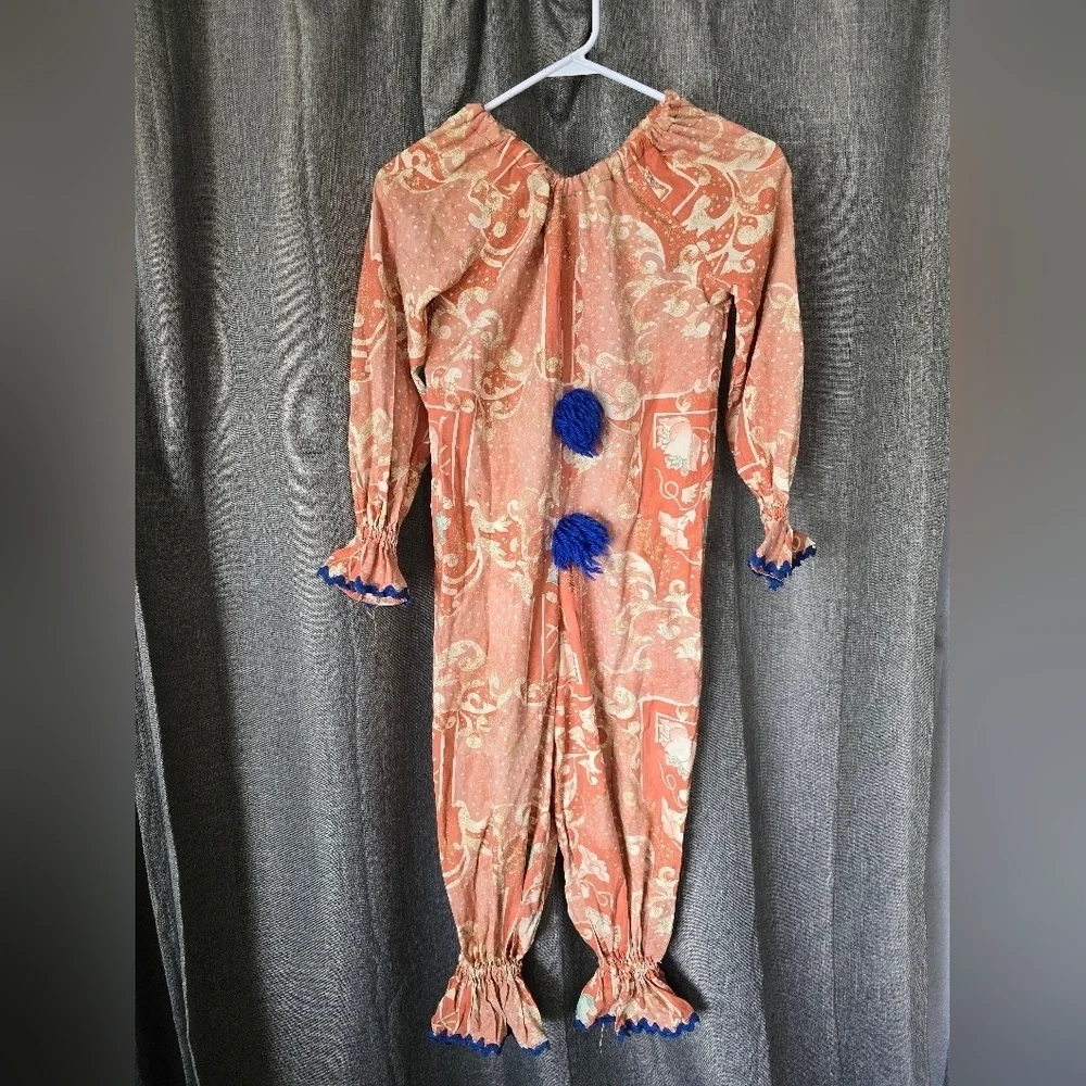 Handmade Vintage 90s Youth Clown Costume Orange & Blue Size M